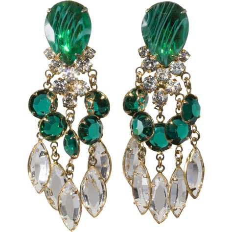 KJL Kenneth Lane Emerald Green Dangle Earrings SOLD on Ruby Lane