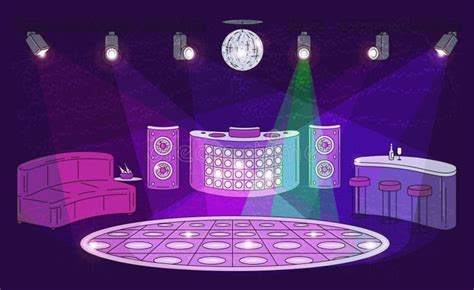 Night Club Interior with Empty Dance Floor, Spot Lights, DJ Booth Stock Vector - Illustration of ...