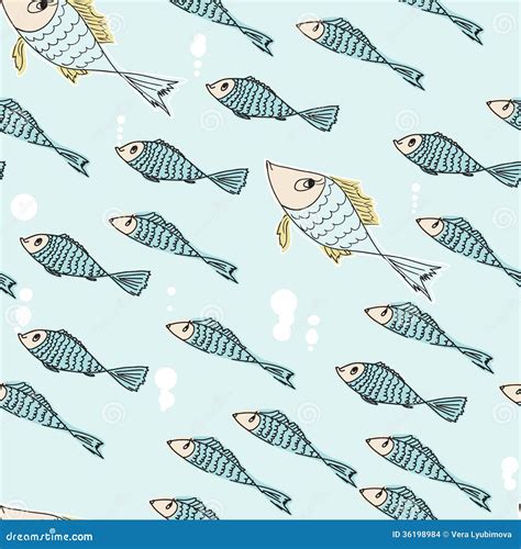 Seamless Pattern of Swimming Fish Stock Vector - Illustration of aquatic, water: 36198984