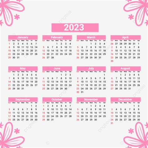 Süßer Rosa Kalender 2023, Neujahr, Kalender, 2023 PNG und PSD Datei zum kostenlosen Download