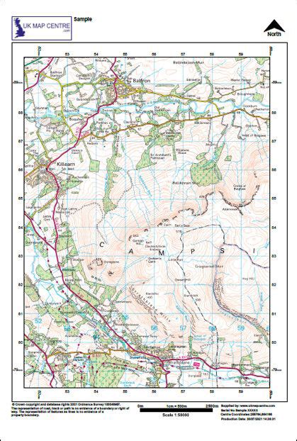 Landranger Map Extracts from 1:50000 Scale Ordnance Survey Data