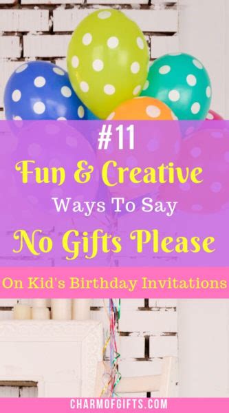 #11 Fun & Creative Ways To Say 'No Gifts' On Your Kid's Birthday Invite