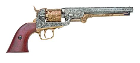 Civil War M1851 Engraved Gold & Nickel Replica Navy Pistol - The United States Replica Gun Company