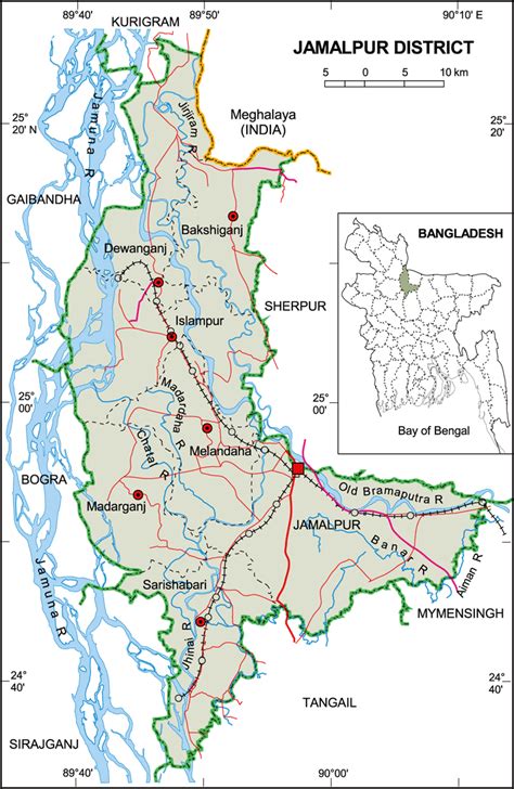 Maps of Bangladesh: Political Map of Jamalpur District