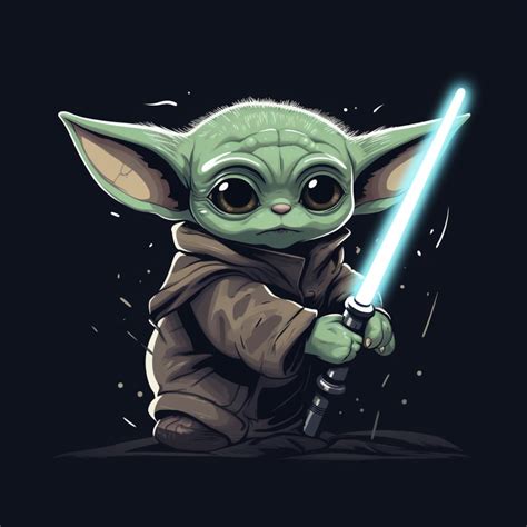 Baby Yoda Holding Lightsaber Star Wars Mandalorian Digital Image Fan ...