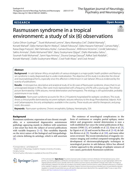 (PDF) Rasmussen syndrome in a tropical environment: a study of six (6 ...