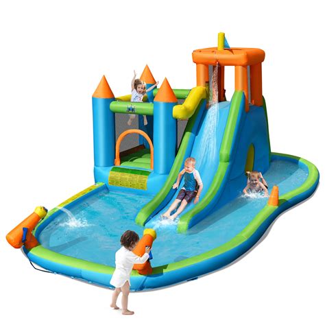 Bountech Inflatable Water Slide Kids Bounce House Splash Pool without Blower - Walmart.com