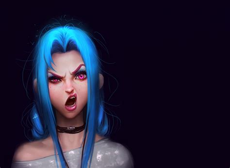 Download wallpaper girl, figure, punk, art, girl, black background, art, blue hair, section ...