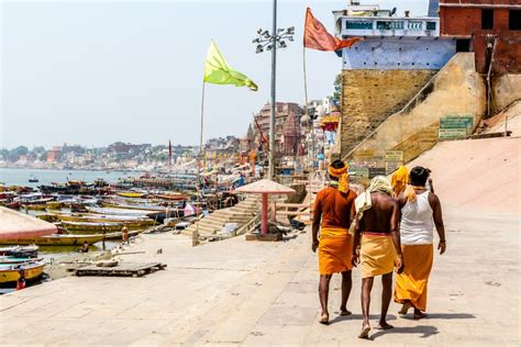 Historic Varanasi Ghats, Ancient] Temples and Buildings Along the River ...