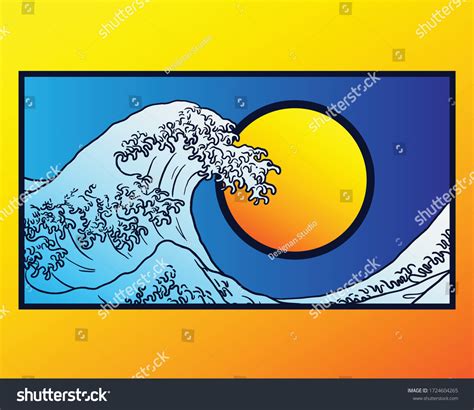 Kanagawa Wave On Japan Illustration Stock Vector (Royalty Free ...