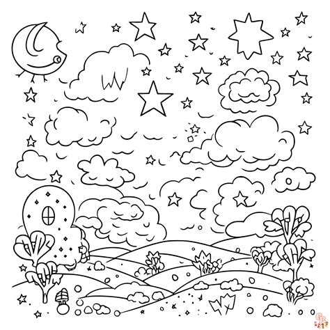 Night Sky Coloring Page