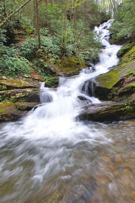 Roaring Fork Falls near the Blue Ridge Parkway in the NC mountains - after a good rain. Short ...