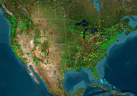 Current Air Quality Map Showing Smoke Caused By Fires