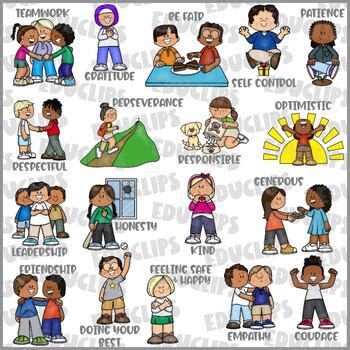 Positive Character Traits Clip Art Set {Educlips Clipart} by Educlips Clip Art