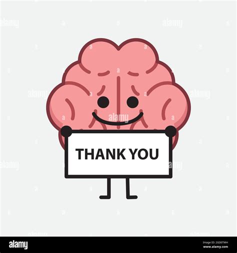 Vector Illustration of Brain Character with cute face and simple body ...