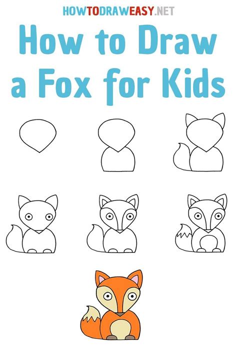 How to draw a fox | Drawing lessons for kids, Art drawings for kids, Easy drawings for kids