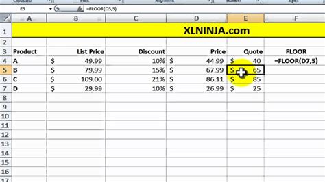 Excel Floor and Ceiling Functions - YouTube