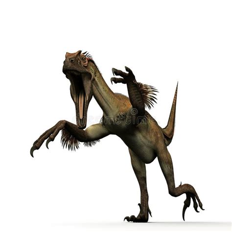 Dinosaurs: Utahraptor with Feathers. 3D Illustration Stock Illustration ...