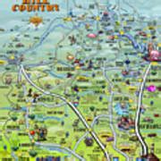 Texas Hill Country Cartoon Map Digital Art by Kevin Middleton - Pixels
