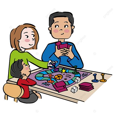 Family Playing Board Games Clipart