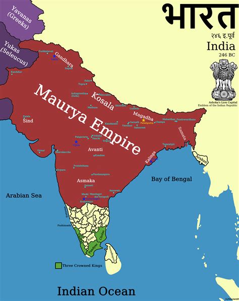 Maurya Empire, 246 BC : r/MapPorn