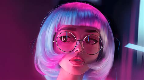 Neon Girl Glasses Wallpaper,HD Artist Wallpapers,4k Wallpapers,Images ...