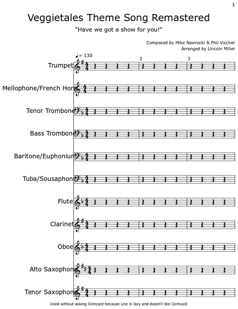 Veggietales Theme Song Remastered - Sheet music for Trumpet, Horn in F ...