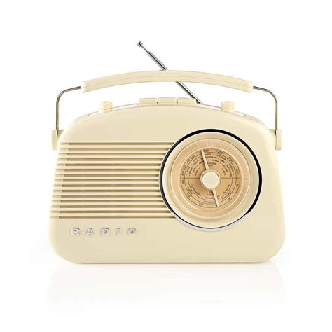 Nedis Vintage Retro FM AM Portable Radio 1950's Design - Ivory