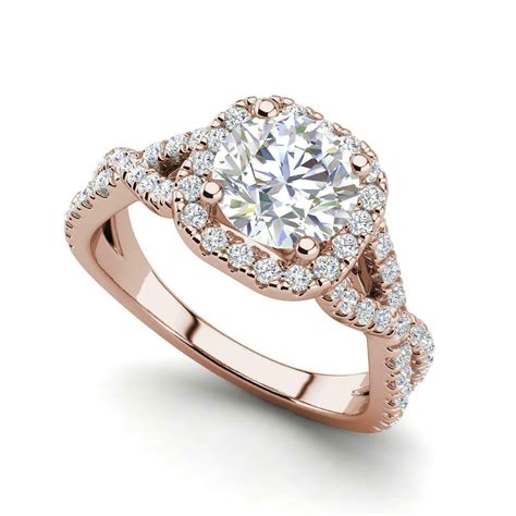 Engagement Rings Twisted, Perfect Engagement Ring, Halo Diamond Engagement Ring, Moissanite ...