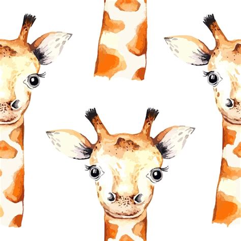 Premium Vector | Beautiful watercolor seamless pattern giraffe isolated ...