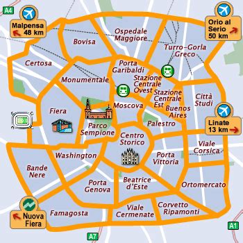 Milan Map Tourist Attractions - TravelsFinders.Com