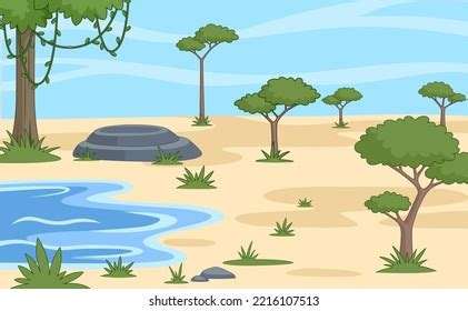 Savannah Landscape Cartoon African Area Desert Stock Vector (Royalty ...