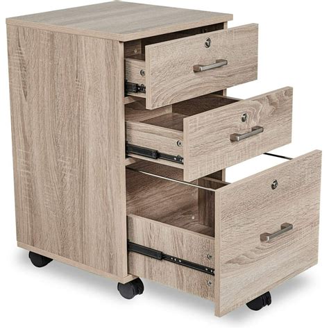 Winado 3 Drawer Rolling Wood File Cabinet with Lock,File Storage ...