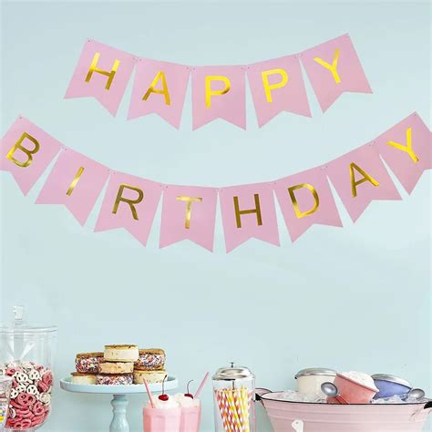 Happy Birthday Banner 6.5&4.5 inches Happy Birthday Bunting Banner with ...