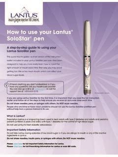 For single patient use only HOW TO USE YOUR LANTUS ... / for-single-patient-use-only-how-to-use ...