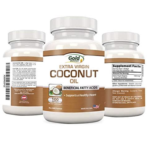 Extra Virgin Organic Coconut Oil Capsules - Improve Immunity & Brain Function Supports Healthy ...