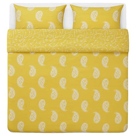 AROMATISK Duvet cover and 2 pillowcases, yellow, 200x200/50x80 cm - IKEA