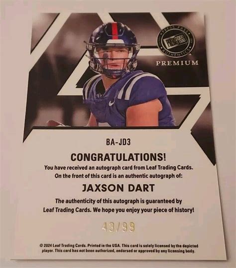 JAXON DART 2024 Leaf Press Pass Premium /99 AUTO + Bonus Ole Miss Rebels | eBay