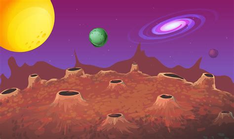 Background scene with moon surface and other planets 359746 Vector Art ...