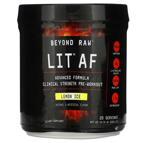 Beyond Raw, LIT AF, Clinical Strength Pre-Workout, Lemon Ice, 15.75 oz (446.4 g), GNC - Walmart.com