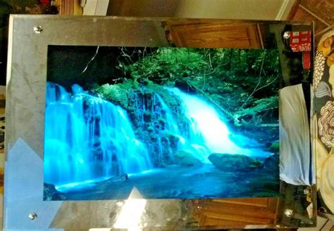 26" Waterfall moving sound light Mirror frame picture Nature Decor Home Wall ART #hOme #Realism ...