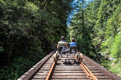 Ride Electric Railbikes Among California's Redwoods In Mendocino County's Newest Tourist Attraction