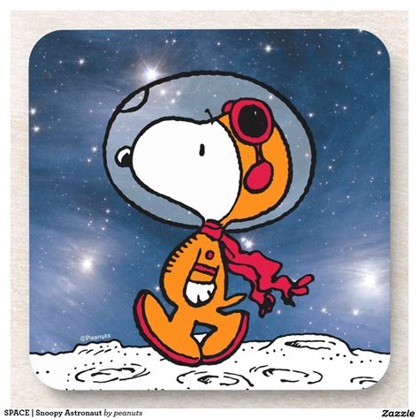 SPACE | Snoopy Astronaut Beverage Coaster | Zazzle | Snoopy, Snoopy ...