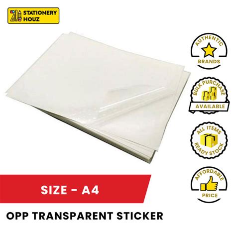 Stationery Houz 100's / 10's A4 OPP Transparent Sticker / Clear Sticker ...