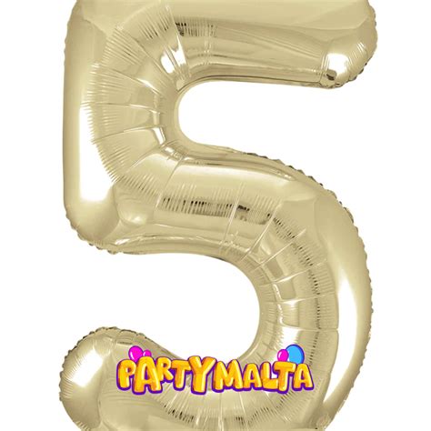 34 inch Gold Number 5 Foil Balloon – PartyMalta.com