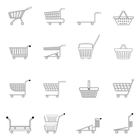 Shopping cart icon set outline 8352096 Vector Art at Vecteezy