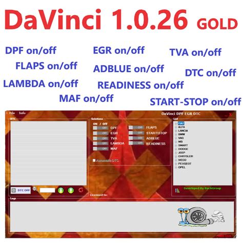 DaVinci 1.0.26 egr dpf dtc GOLD EDITION - DPF/EGR/TVA/FLAPS/ADBLUE/START-STOP - OFF software for ...