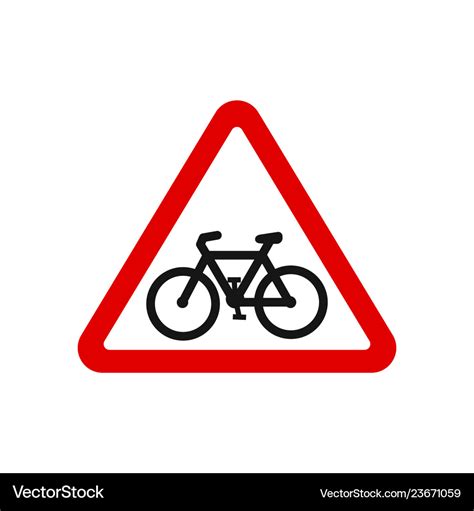 Red triangle bicycle road sign Royalty Free Vector Image