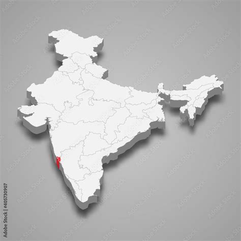 Goa state location within India 3d map Stock Vector | Adobe Stock