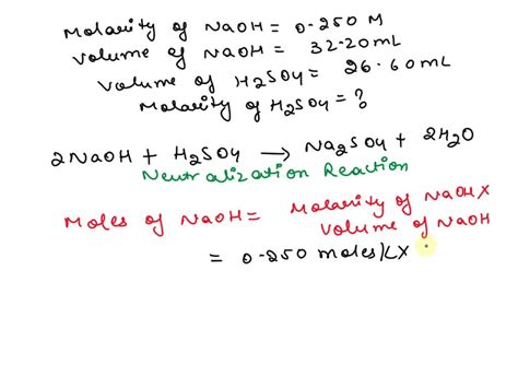 SOLVED: Q3: In a titration of sulfuric acid against sodium hydroxide, 32.20 mL of 0.250 M NaOH ...